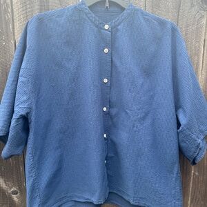 Blue button up blouse